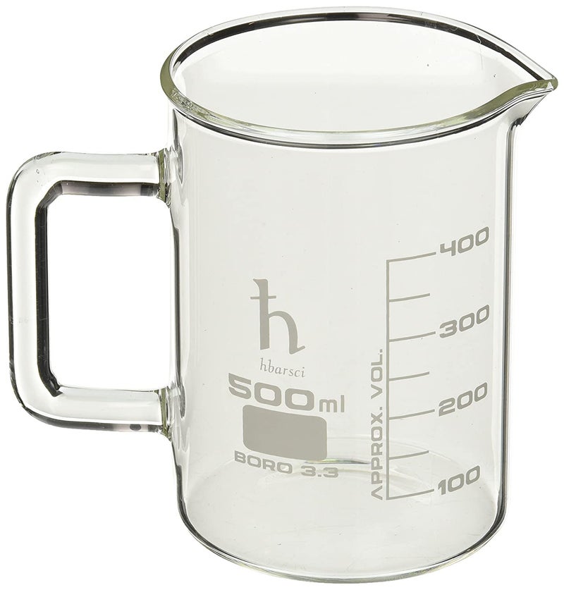 EISCO Premium Hand Crafted Beaker Mug, Thick Borosilicate 3.3 Glass, 16.9oz (500mL) Capacity - Large Size - Pint Glass or Coffee Mug Sized - Image 2